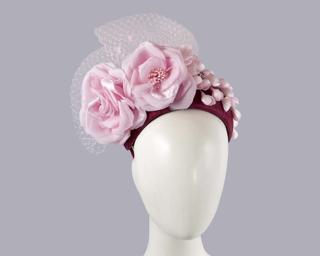 Hats From Oz Wine and Pink Floral Fascinator Headband – Australian Made