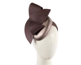 Hats From Oz Taupe & Chocolate leather pillbox fascinator by Fillies Collection