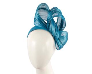 Hats From Oz Blue Silk Abaca Fascinator with Sculptural Bow by Fillies Collection