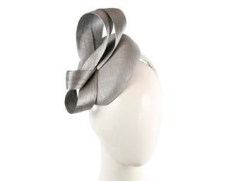 Hats From Oz Silver Pillbox Fascinator with Silk Abaca Bow by Fillies Collection