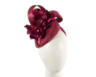 Hats From Oz Wine-colored Pillbox Fascinator with Flowers