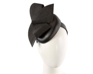 Hats From Oz Black leather pillbox fascinator by Fillies Collection
