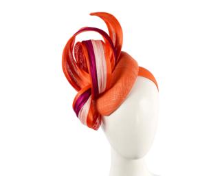 Hats From Oz Orange Pillbox Fascinator with Silk Abaca Trim by Fillies Collection
