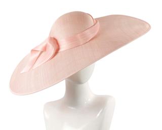 Hats From Oz Blush Wide Brim Fascinator Hat with Silk Abaca Trim by Fillies Collection