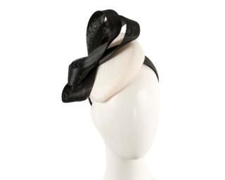Hats From Oz Cream & Black Pillbox Fascinator with Silk Abaca Bow by Fillies Collection