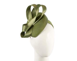 Hats From Oz Olive Pillbox Fascinator with Silk Abaca Bow by Fillies Collection