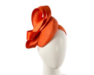 Hats From Oz Orange Pillbox Fascinator with Silk Abaca Bow by Fillies Collection
